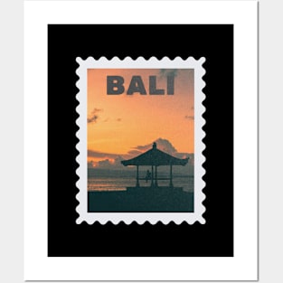 Bali Indonesia Postcard Stamp Design with Travel Photograph Posters and Art